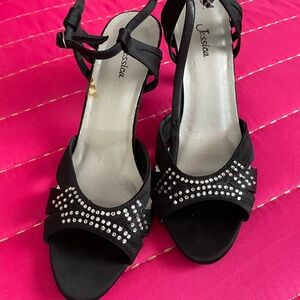 Jessica Black Heels with Rhinestone Embellishments